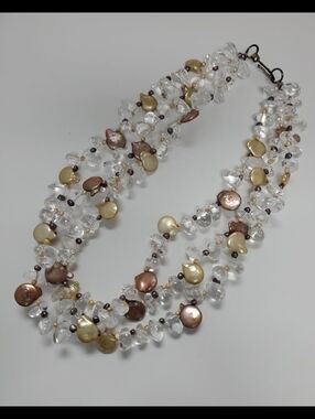 Quartz Genuine Peral Necklace / Sterling Clasp Free Pearl Earrings